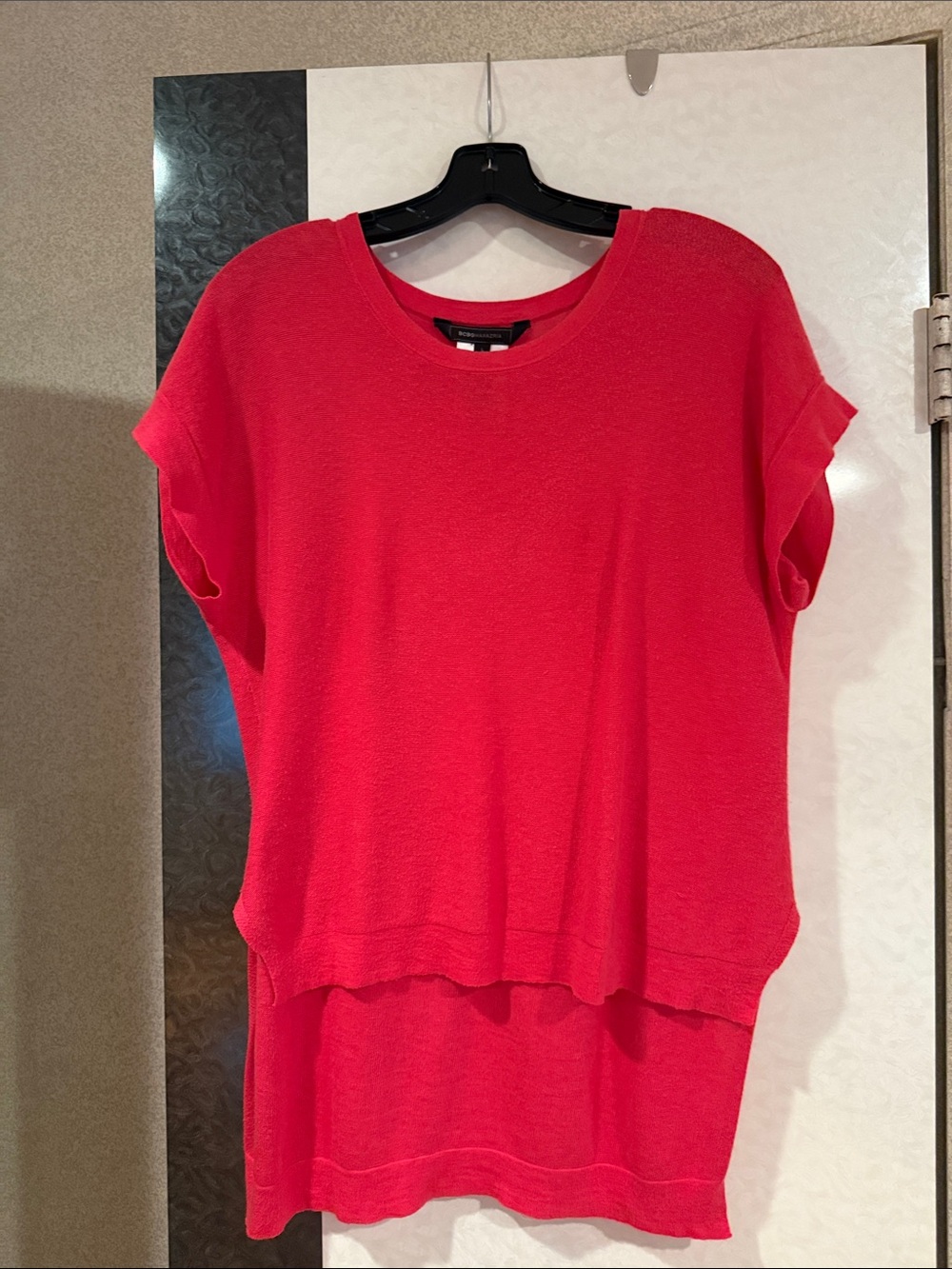 Red Women's Layered Short-Sleeve Top. Bcbg maxmazria